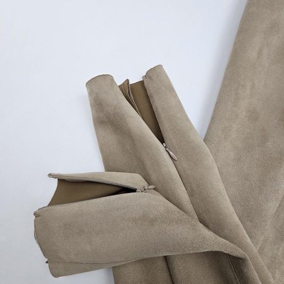 Zara Women Faux Suede Leggins Size Small Color Brown Tan Elastic Waistband Comfy - Picture 6 of 13